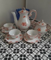 Zsolnay baroque red floral coffee set, incomplete