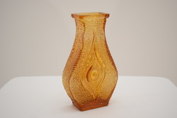 Mid century yellow glass vase / retro vase / eye shape