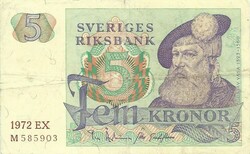 5 korona kronor 1972 Svédország
