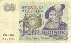 5 korona kronor 1965 Svédország