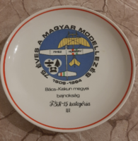 Hollóházi celebrates 75 years of the MHSZ Hungarian Modeling 1909-1984 Bács-Kiskun m, championship inscription wall plate