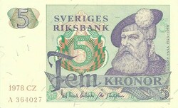 5 Korona kronor 1978 Sweden 2. Uncirculated