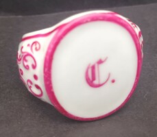 Antique monogrammed porcelain napkin ring