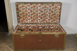 Old travel trunk - with pink lining