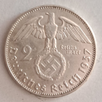 Horogkeresztes ezüst 2 birodalmi márka 1937. (A) (224)