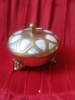 Copper ornament with shell inlay for sale! Copper shell inlaid jewelry holder, bonbonier for sale!