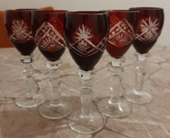 Römer burgundy, ruby cut crystal short drink, brandy, cognac glass 12 cm