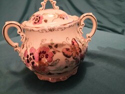 Zsolnay butterfly pattern tea (larger size) sugar bowl, mosaic!