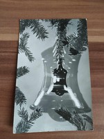 Régi karácsonyi képeslap, fekete-fehér, 1977
