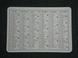 Card calendar, paper stationery shops, name day, 1993, (3)