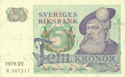 5 korona kronor 1976 Svédország 1.