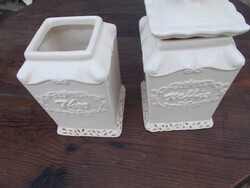 Convex patterned porcelain patterned spice holder 2pcs (defective)