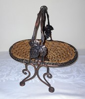 Metal and wicker basket, sideboard