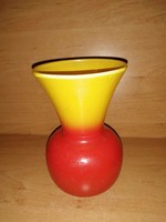 Sárga-piros színű üveg váza - 15 cm magas (36/d)