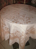 Beautiful provence rose peach pink gold antique elegant damask tablecloth