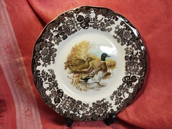 Royal worcester, palissy, beautiful English porcelain large flat serving bowl, with a pair of wild ducks in the middle