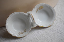 Asztali fűszertartó porcelán aranyozott 14,5 x 7,5 x 5,5 cm Csehszlovákia