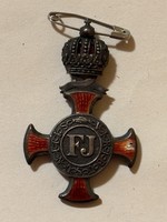 József Ferenc cross award, silver, with crown motif