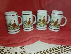 Hollóháza porcelain, pheasant pattern, wine jug... 4 pieces