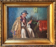 Horváth g. Andor (1876 - 1966) pipe-smoking peasant c. Your painting with an original guarantee!