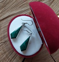 Mexican silver earrings with malachite stone