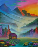 Among the mountains - painting