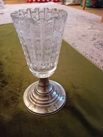 Very attractive crystal glass with alpaca base (damaged)