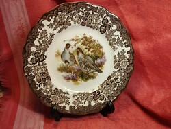 Royal Worcester, Palissy, gyönyörű angol porcelán süteményes tányér, közepén fogolypárral