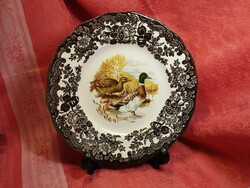 Royal worcester, palissy, beautiful English porcelain cake plate, with a pair of wild ducks in the center