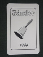 Kártyanaptár, trafik ajándék üzletek, ünnepi, Sándor, 1994,   (3)