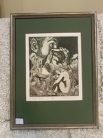 Badacsonyi Sándor: “Veronika kendője” c. színezett rézkarc képe 38x 50 cm keretben