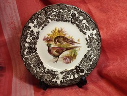 Royal worcester, palissy, beautiful English porcelain cake plate, a pair of pheasants in the middle