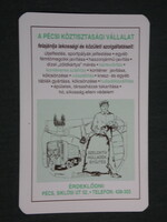 Kártyanaptár, Pécs köztisztasági vállalat, kukás, grafikai rajzos, 1994,   (3)