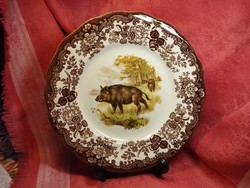 Royal worcester, palissy, beautiful English porcelain large flat serving bowl, boar in the middle