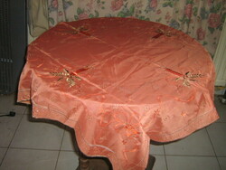 Beautiful candle bell embroidered Christmas organza tablecloth
