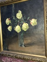 Sandor Nyilasy: yellow roses. Oil on canvas collector's item!
