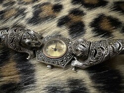 Vintage Ladies Waterproof 925 Sterling Silver Watches Leopard