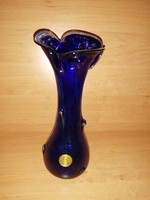 Handmade blue glass vase - 28 cm high (2/d)