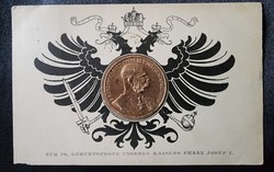 1900 Emperor József Habsburg King of Hungary 70 years old original contemporary embossed image