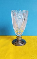 Etched glass goblet with silver base