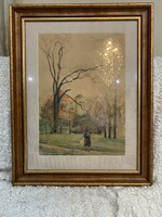 Dr.Gaál Dezső akvarell/vegyestechnika képe 1927-ből 53x66 cm
