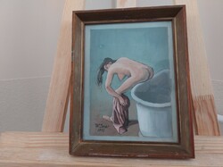 (K) nude painting with signed 26x20 cm frame