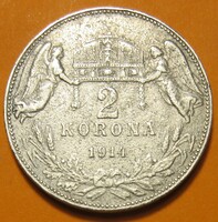 Ferenc József ezüst két korona 1914 , 2 korona KB. 1914