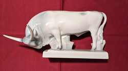 Zsolnay bull is a rare large-sized porcelain figurine