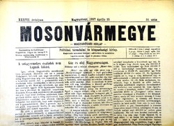 Magyaróvár newspaper of Mosonvár County, 1937