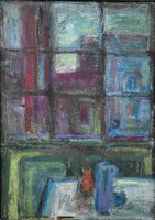 éva Krajcsovics (1947 - ) studio window c. Gallery painting with original guarantee!