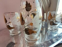 Hand-gilded lily water/wine glass jug with glasses