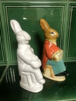 Kerámia nyúl és porcelán csokoládé nyúl figura