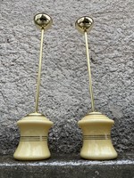 A pair of refurbished art deco pendant lamps copper & champagne