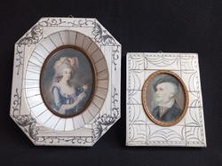 xvi. Portrait miniatures of Louis and Marie Antoinette in an ivory frame